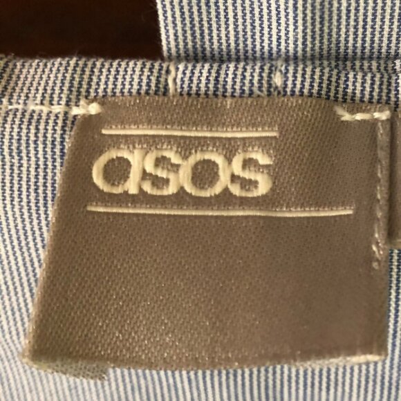 NWT ASOS ( 6 Maternity) White/Blue Pin Stripe Maternity Off Shoulder Dre… - Picture 5 of 5